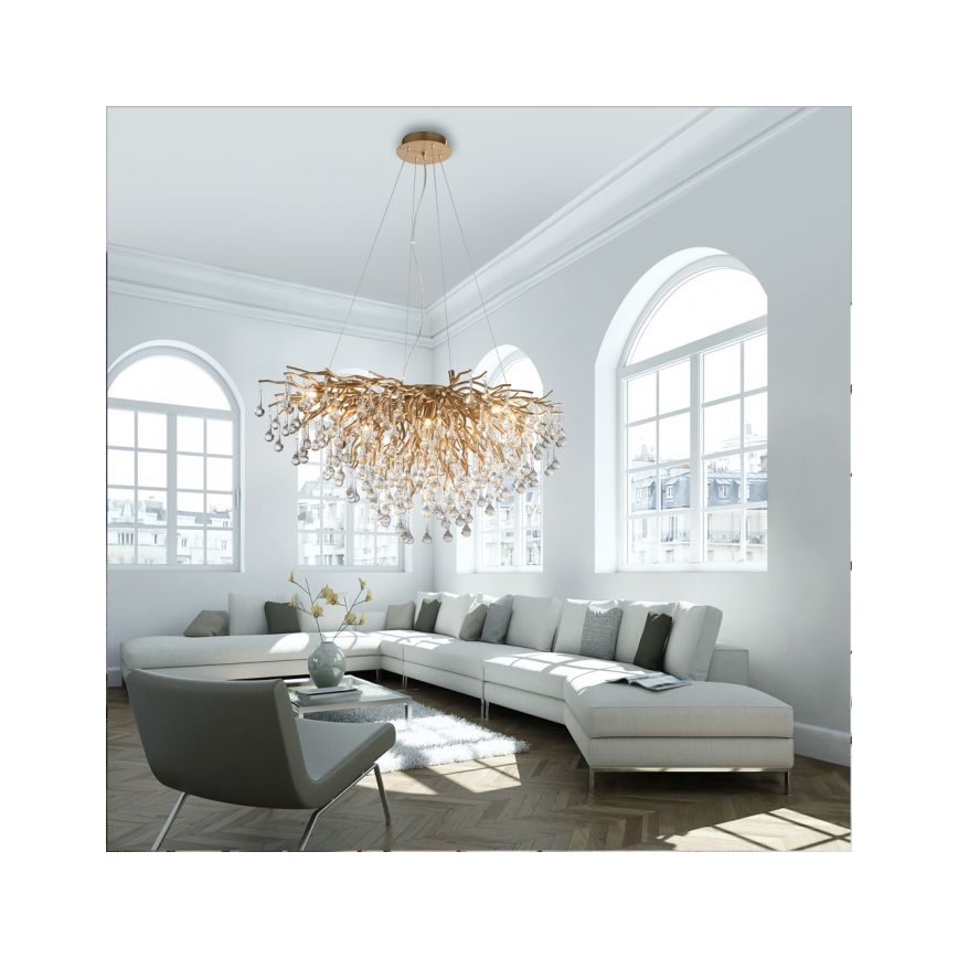 Paul Neuhaus 2192-11 - Hanglamp aan een koord ICICLE 10xG9/40W/230V 50x100 cm messing