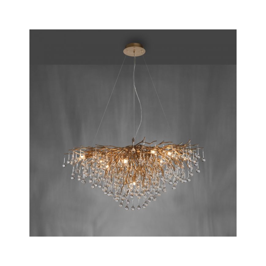 Paul Neuhaus 2192-11 - Hanglamp aan een koord ICICLE 10xG9/40W/230V 50x100 cm messing