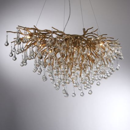 Paul Neuhaus 2192-11 - Hanglamp aan een koord ICICLE 10xG9/40W/230V 50x100 cm messing