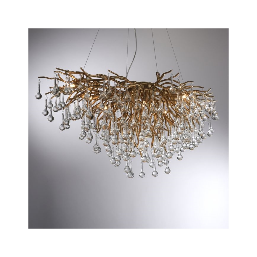 Paul Neuhaus 2192-11 - Hanglamp aan een koord ICICLE 10xG9/40W/230V 50x100 cm messing