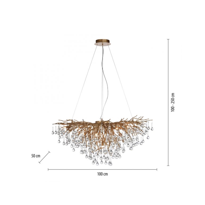 Paul Neuhaus 2192-11 - Hanglamp aan een koord ICICLE 10xG9/40W/230V 50x100 cm messing