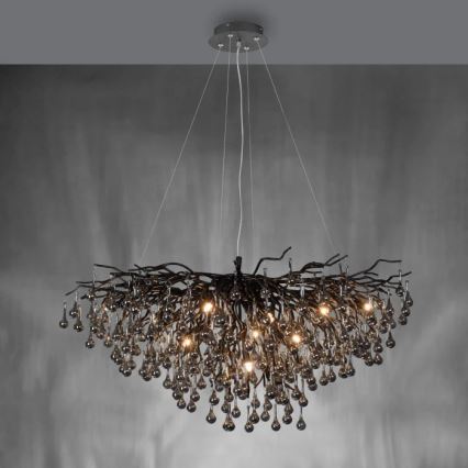 Paul Neuhaus 2192-18 - Kroonluchter aan kabel ICICLE 10xG9/40W/230V 50x100 cm zwart