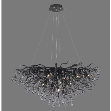 Paul Neuhaus 2192-18 - Kroonluchter aan kabel ICICLE 10xG9/40W/230V 50x100 cm zwart
