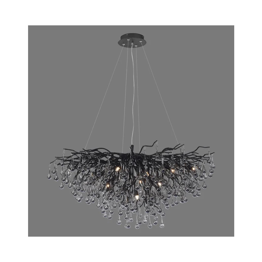 Paul Neuhaus 2192-18 - Kroonluchter aan kabel ICICLE 10xG9/40W/230V 50x100 cm zwart