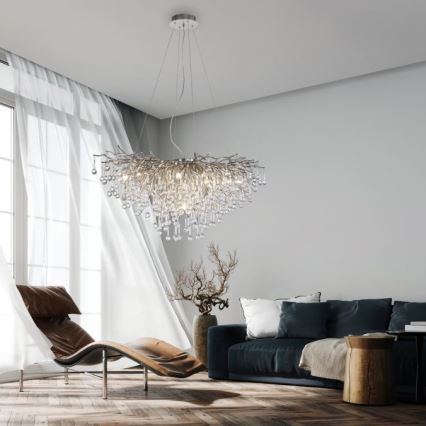 Paul Neuhaus 2192-55 - Hanglamp aan een koord ICICLE 10xG9/40W/230V 50x100 cm glanzend chroom