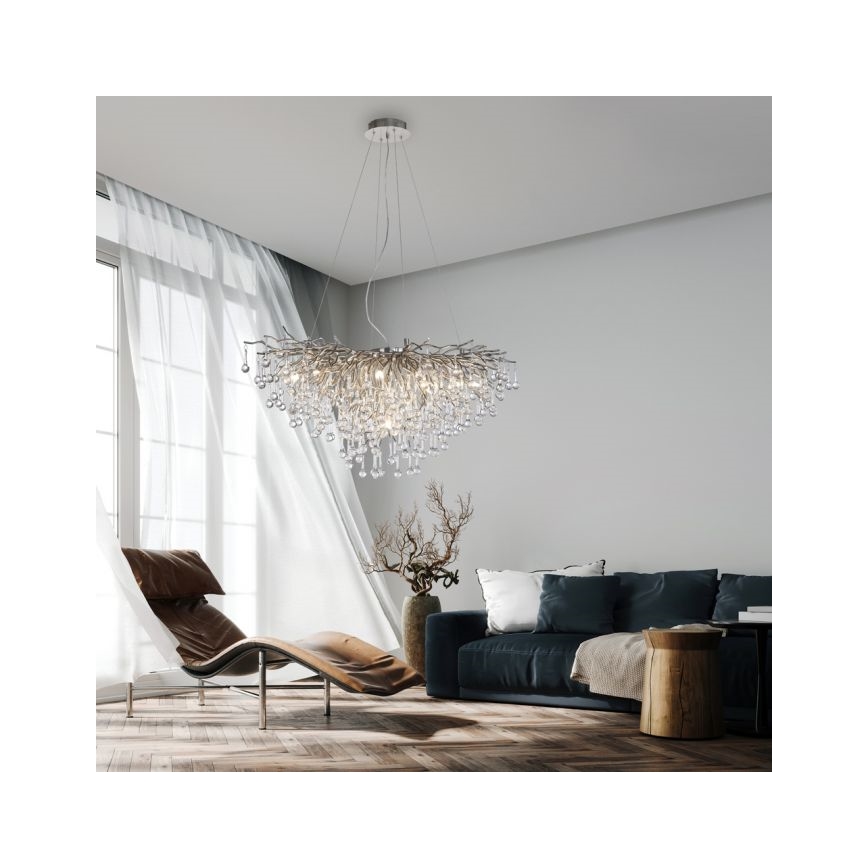 Paul Neuhaus 2192-55 - Hanglamp aan een koord ICICLE 10xG9/40W/230V 50x100 cm glanzend chroom