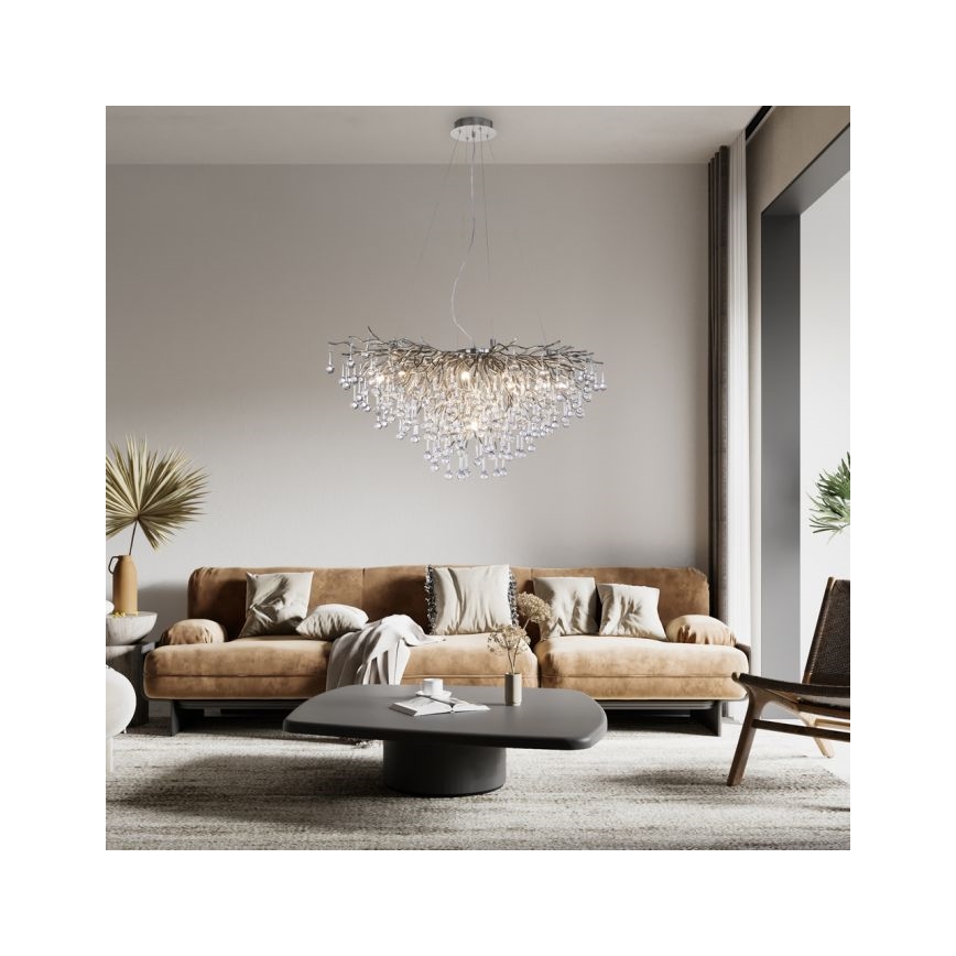 Paul Neuhaus 2192-55 - Hanglamp aan een koord ICICLE 10xG9/40W/230V 50x100 cm glanzend chroom