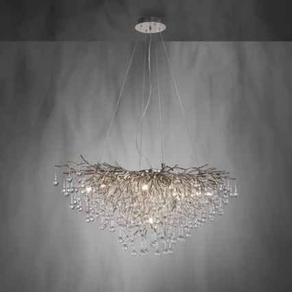 Paul Neuhaus 2192-55 - Hanglamp aan een koord ICICLE 10xG9/40W/230V 50x100 cm glanzend chroom