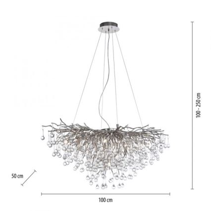 Paul Neuhaus 2192-55 - Hanglamp aan een koord ICICLE 10xG9/40W/230V 50x100 cm glanzend chroom