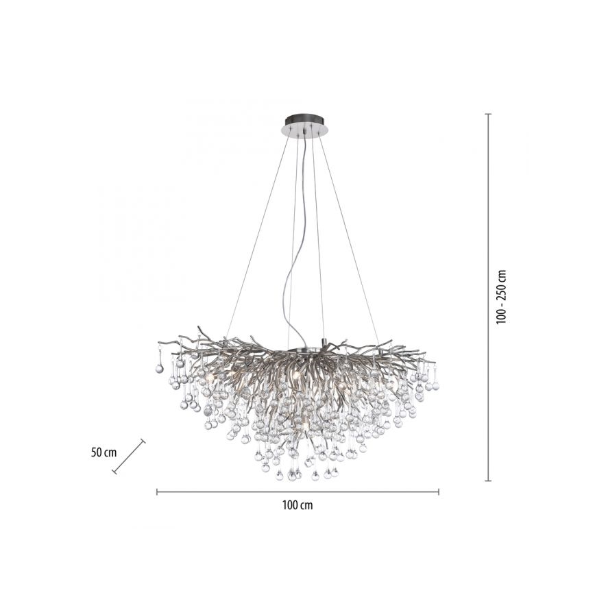 Paul Neuhaus 2192-55 - Hanglamp aan een koord ICICLE 10xG9/40W/230V 50x100 cm glanzend chroom