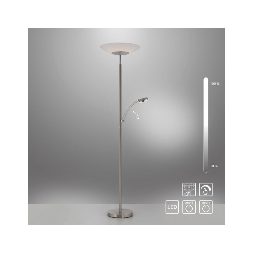 Paul Neuhaus 655-55 - Dimbare LED-vloerlamp ALFRED LED/28W+LED/4W/230V glanzend chroom