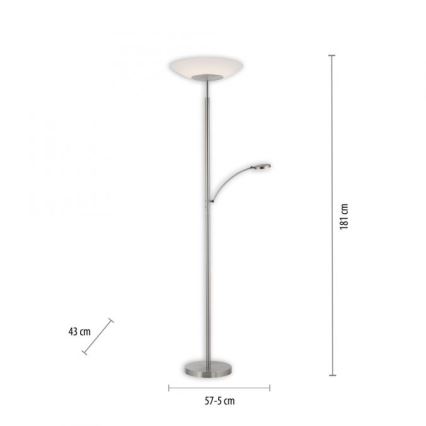 Paul Neuhaus 655-55 - Dimbare LED-vloerlamp ALFRED LED/28W+LED/4W/230V glanzend chroom