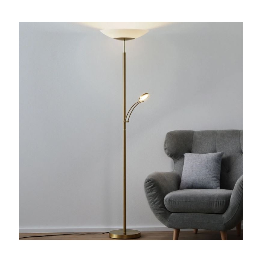 Paul Neuhaus 655-60 - LED dimbare vloerlamp ALFRED LED/28W/230V+LED/4W/230V messing