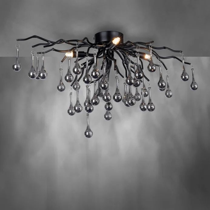 Paul Neuhaus 8090-18 - Opbouwkroonluchter ICICLE 4xG9/40W/230V 30x60 cm zwart