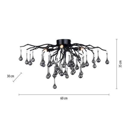 Paul Neuhaus 8090-18 - Opbouwkroonluchter ICICLE 4xG9/40W/230V 30x60 cm zwart