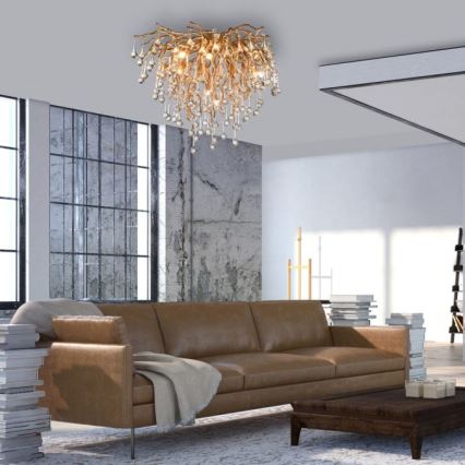 Paul Neuhaus 8091-11 - Bevestigde hanglamp ICICLE 9xG9/40W/230V diameter 50 cm messing