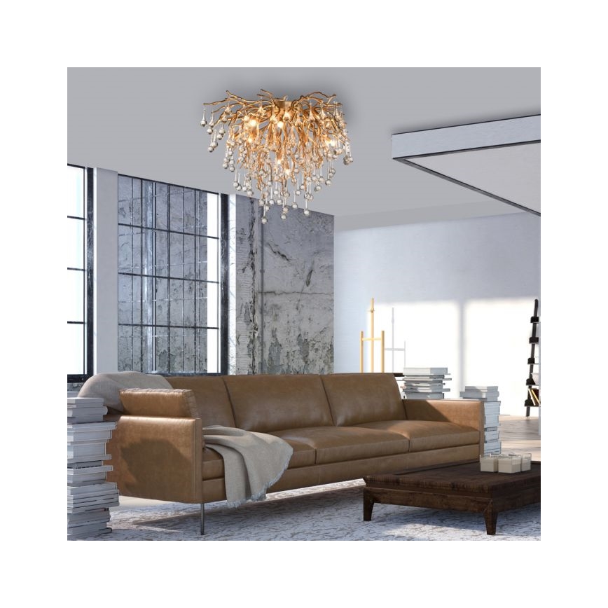 Paul Neuhaus 8091-11 - Bevestigde hanglamp ICICLE 9xG9/40W/230V diameter 50 cm messing