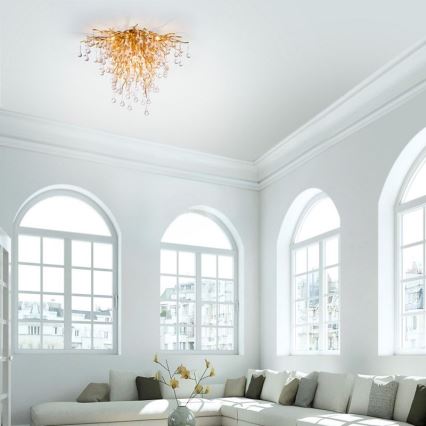 Paul Neuhaus 8091-11 - Bevestigde hanglamp ICICLE 9xG9/40W/230V diameter 50 cm messing