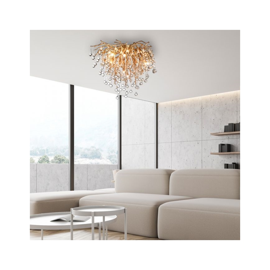 Paul Neuhaus 8091-11 - Bevestigde hanglamp ICICLE 9xG9/40W/230V diameter 50 cm messing