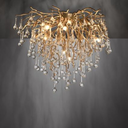 Paul Neuhaus 8091-11 - Bevestigde hanglamp ICICLE 9xG9/40W/230V diameter 50 cm messing