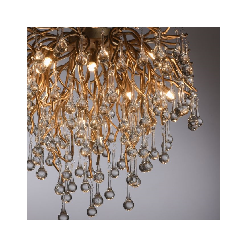 Paul Neuhaus 8091-11 - Bevestigde hanglamp ICICLE 9xG9/40W/230V diameter 50 cm messing