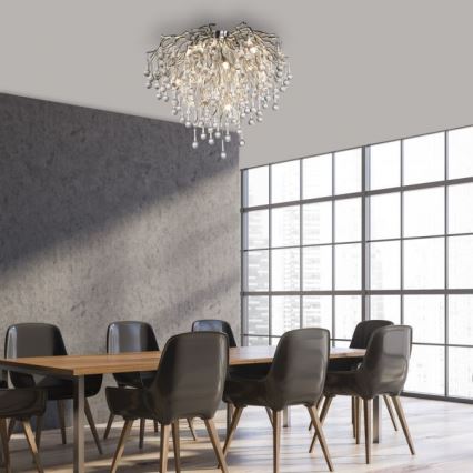 Paul Neuhaus 8091-55 - Bevestigde hanglamp ICICLE 9xG9/40W/230V diameter 50 cm glanzend chroom