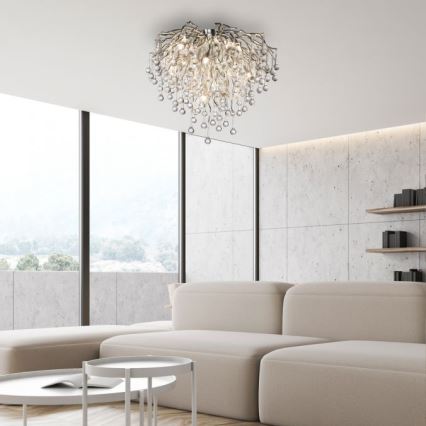 Paul Neuhaus 8091-55 - Bevestigde hanglamp ICICLE 9xG9/40W/230V diameter 50 cm glanzend chroom