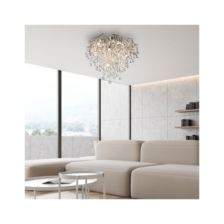 Paul Neuhaus 8091-55 - Bevestigde hanglamp ICICLE 9xG9/40W/230V diameter 50 cm glanzend chroom
