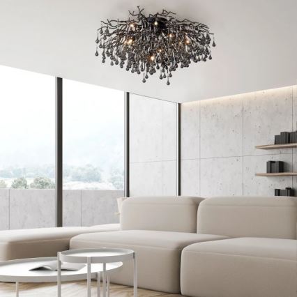 Paul Neuhaus 8092-18 - Opbouwkroonluchter ICICLE 14xG9/40W/230V, Ø 100 cm, zwart