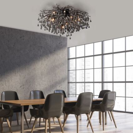 Paul Neuhaus 8092-18 - Opbouwkroonluchter ICICLE 14xG9/40W/230V, Ø 100 cm, zwart