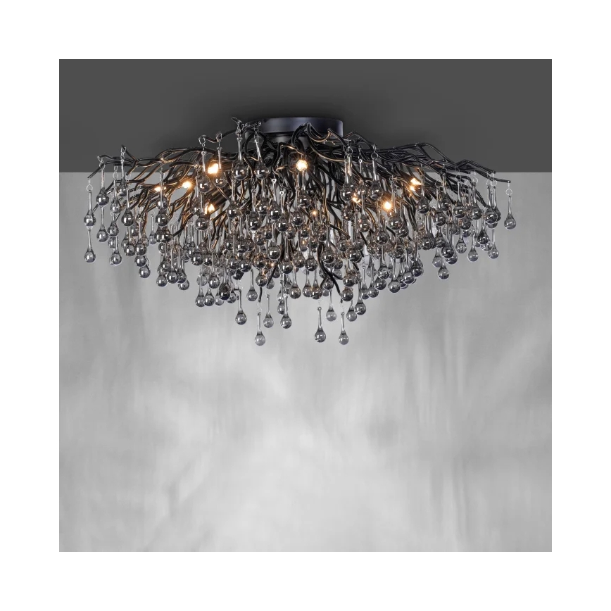 Paul Neuhaus 8092-18 - Opbouwkroonluchter ICICLE 14xG9/40W/230V, Ø 100 cm, zwart