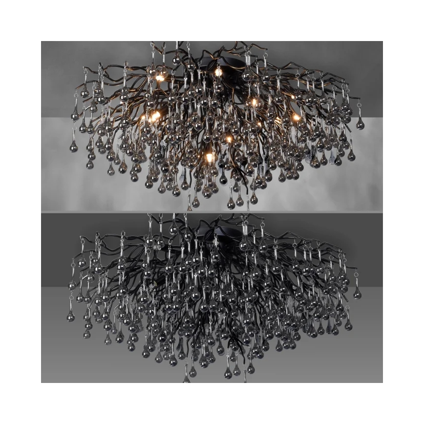 Paul Neuhaus 8092-18 - Opbouwkroonluchter ICICLE 14xG9/40W/230V, Ø 100 cm, zwart