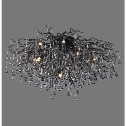 Paul Neuhaus 8092-18 - Opbouwkroonluchter ICICLE 14xG9/40W/230V, Ø 100 cm, zwart