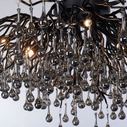 Paul Neuhaus 8092-18 - Opbouwkroonluchter ICICLE 14xG9/40W/230V, Ø 100 cm, zwart