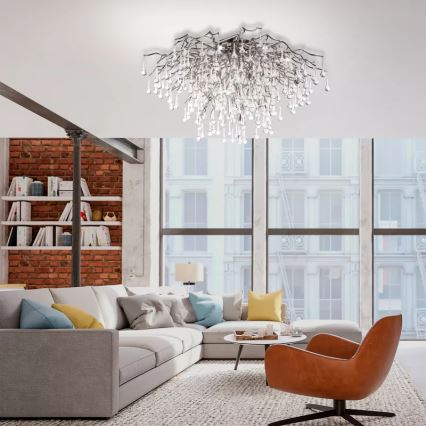 Paul Neuhaus 8092-55 - Opbouwkroonluchter ICICLE 14xG9/40W/230V Ø 100 cm glanzend chroom