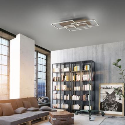 Paul Neuhaus 8330-79 - Dimbare LED bevestigde hanglamp PALMA 3xLED/12W/230V grenen + afstandsbediening