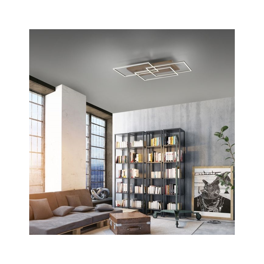 Paul Neuhaus 8330-79 - Dimbare LED bevestigde hanglamp PALMA 3xLED/12W/230V grenen + afstandsbediening