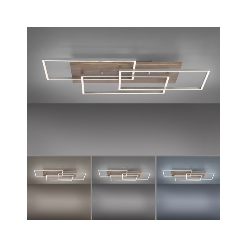 Paul Neuhaus 8330-79 - Dimbare LED bevestigde hanglamp PALMA 3xLED/12W/230V grenen + afstandsbediening