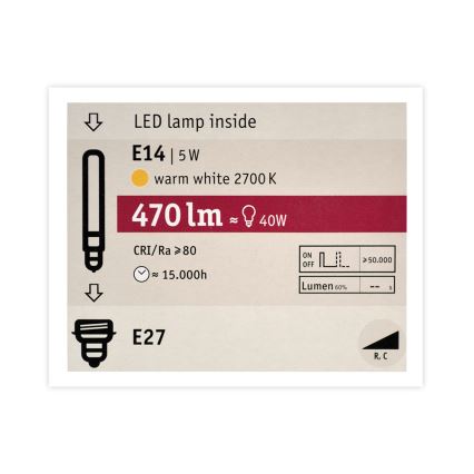 Paulmann 28747 Mosaic - LED Dimbare lamp G125 E27/5W/230V 2700K