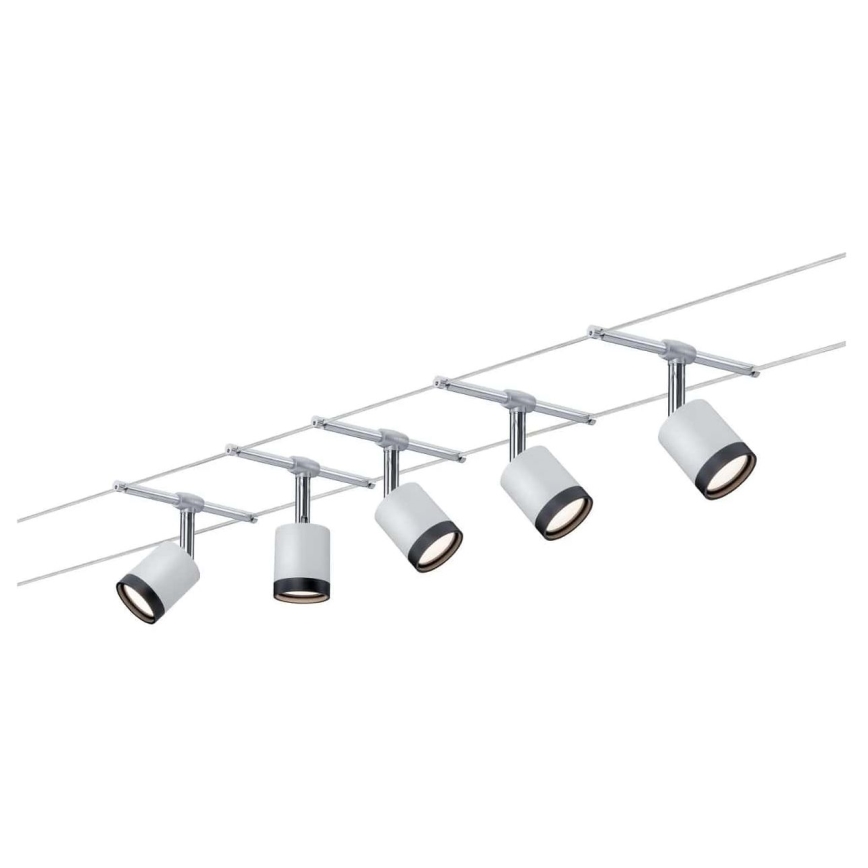 Paulmann 3981 - Set van 5x LED/4W compleet kabelsysteem TUBE 230V, mat chroom/zwart