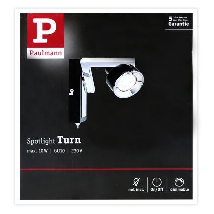 Paulmann 66670 - 1xGU10/10W Wandspot TURN 230V zwart