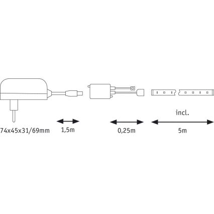 Paulmann 70480 - LED RGBW/16,5W Dimbare strip DIGITAL 5 m 230V + afstandsbediening