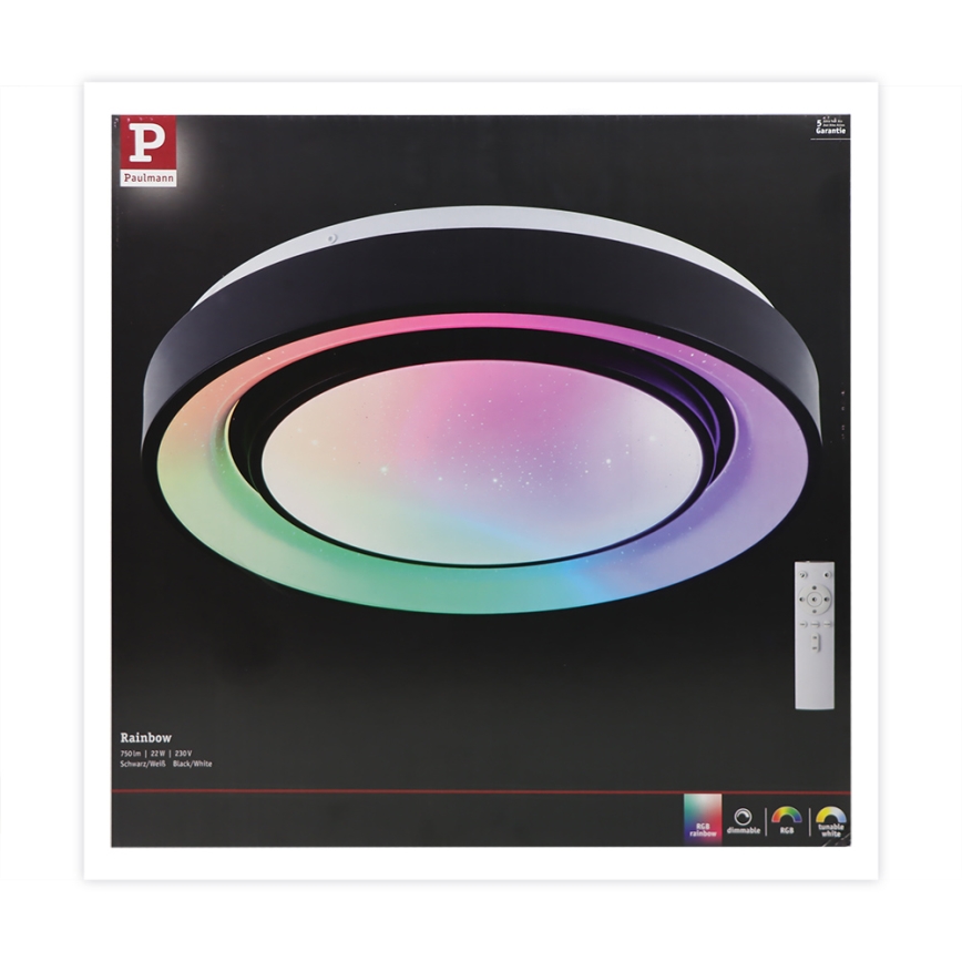 Paulmann 70544 - Dimbare LED RGBW/22W Plafond Lamp RAINBOW 230V 3000-6500K + afstandsbediening