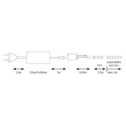 Paulmann 70587 - Dimbare LED RGB/20W Strip MAXLED 1,5m 230V + afstandsbediening