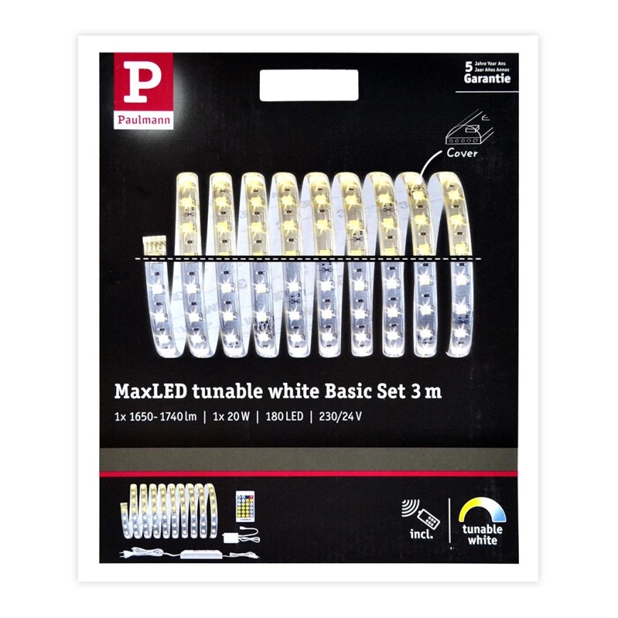Paulmann 70624 - LED/20W Dimbare LED-strip MAXLED 3m 230V + afstandsbediening