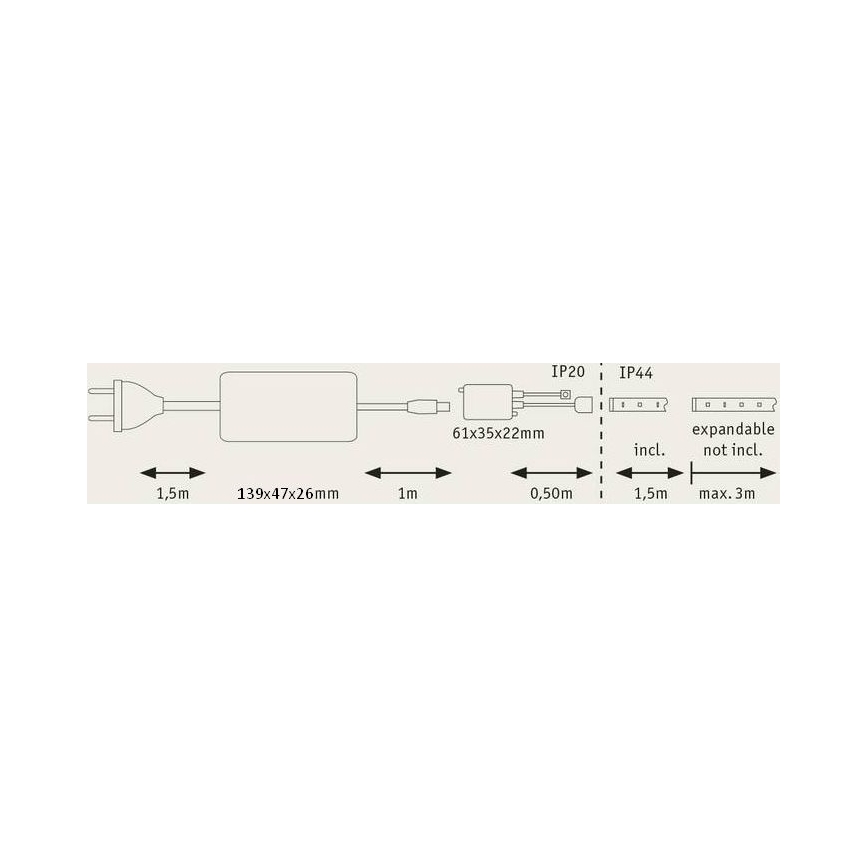 Paulmann 70627 - LED RGB/18W IP44 Dimbare LED-strip voor badkamer MAXLED 1,5 m 230V + afstandsbediening