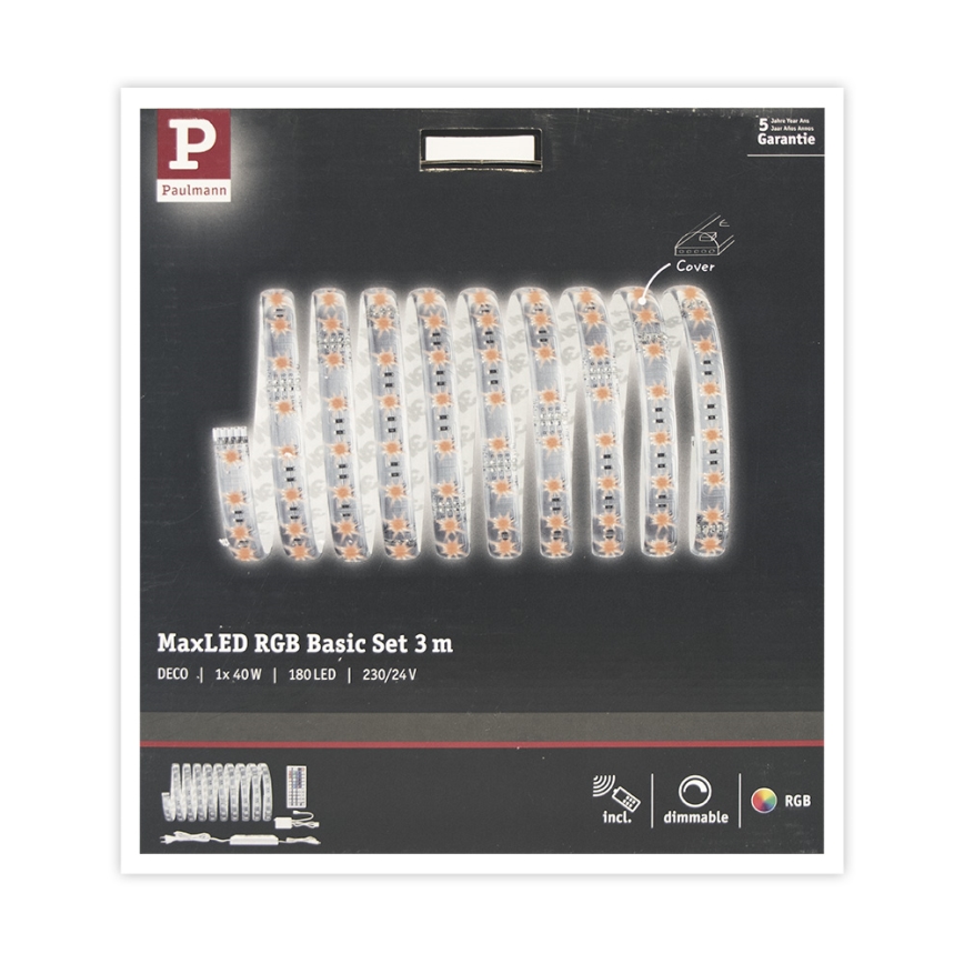 Paulmann 70673 - LED RGB/40W Dimbare Strip MAXLED 3m 230V + afstandsbediening