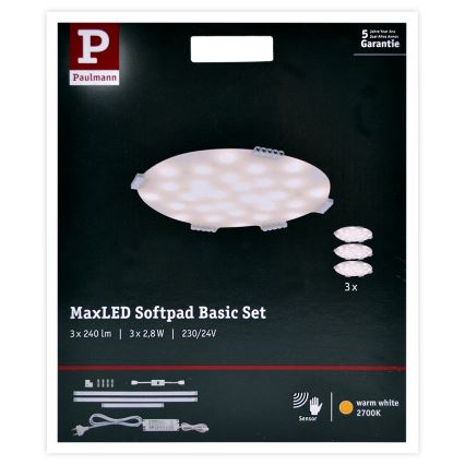 Paulmann 70711 - SET 3xLED/2,8W Meubel verlichting met sensor SOFTPAD 230V 2700K