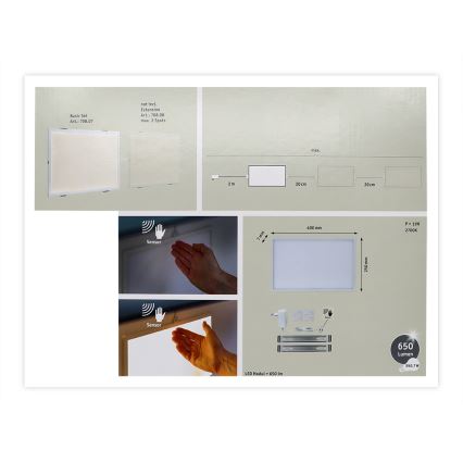Paulmann 70807 - Dimbaar LED/8W Paneel met een Sensor GLOW 24/230V