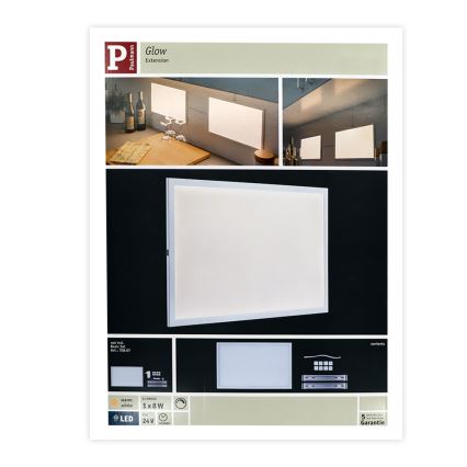 Paulmann 70808 - Dimbaar LED/8W Verleng Paneel met een Sensor GLOW 24V